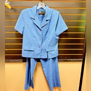 Sag Harbor Blue 2 Piece Pantsuit Set 16P Vintage